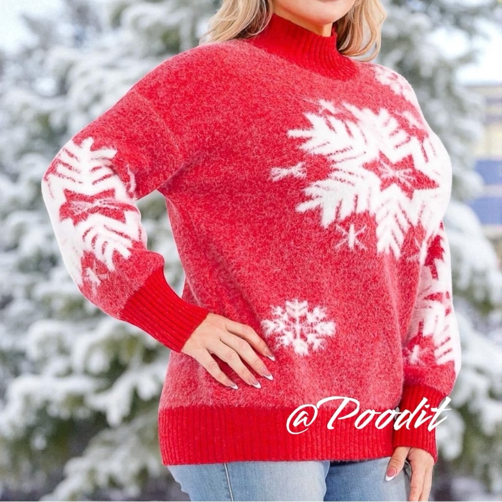 AND THE WHY holiday snowflake sweater 1X/2X, 2X/3X Combo size - Picture 4 of 14